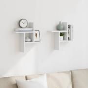 vidaXL Vägghyllor 2 st vit 38x12x38 cm konstruerat trä