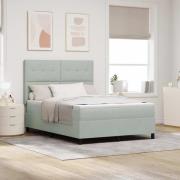 vidaXL Bäddfjäder med madrass med huvudgavel Ljusgrå 140 x 200 cm tyg