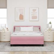 vidaXL Bäddfjäder med huvudgavel Rosa 190 x 140 cm Sammet