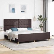 vidaXL Sängram med huvudgavel Mörkbrun 200 x 200 cm tyg