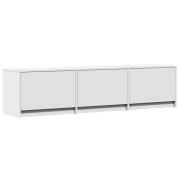 vidaXL TV-skåp med led med låda Vit 165 x 34 x 40 cm Konstruerat trä