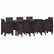 vidaXL Trädgårdsmöbelset 9 pcs Brun Polypropylen