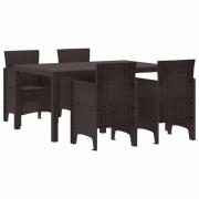 vidaXL Trädgårdsmöbelset 5 pcs Brun Polt rotting