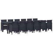 vidaXL Trädgårdsmöbelset 13 pcs Antracit Polt rotting