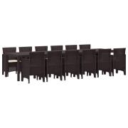 vidaXL Trädgårdsmöbelset 13 pcs Brun Polt rotting