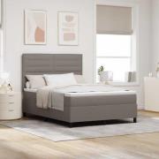 vidaXL Bäddfjäder med madrass med led Taupe 140 x 190 cm tyg