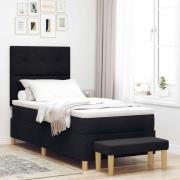 vidaXL Bäddfjäder med huvudgavel Svart 200 x 90 cm tyg