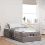 vidaXL Sängram med madrass med madrass 2 pcs Taupe tyg