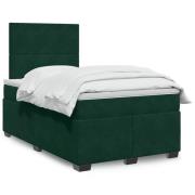 vidaXL Ramsäng med madrass mörkgrön 120x200 cm sammet