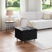 vidaXL Förvaringspall med kudde Svart 60 x 60 x 45 cm Konstläder