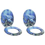 vidaXL Mjukt stängande toalettlock 2 pcs Blå 44 x 38 cm MDF-board