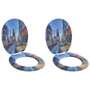 vidaXL Mjukt stängande toalettlock 2 pcs Grå 44 x 38 cm MDF-board