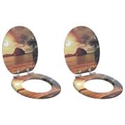 vidaXL Toalettstol 2 pcs Orange 44 x 38 cm MDF-board