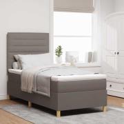 vidaXL LED Box Säng med madrass med huvudgavel Taupe 100 x 200 cm tyg