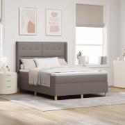 vidaXL Bäddfjäder med LED-ljusslingor Taupe 140 x 190 cm tyg