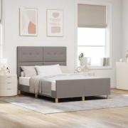 vidaXL Sängram med huvudgavel Taupe 140 x 190 cm tyg