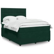 vidaXL Ramsäng med madrass mörkgrön 140x190 cm sammet