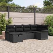 vidaXL Trädgårdsoffset med kudde med lagring 6 pcs Poly rattan