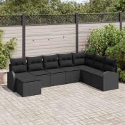 vidaXL Soffset med kudde med lagring 8 pcs Svart konstrotting