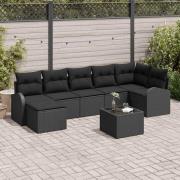 vidaXL Soffset med kudde med lagring 8 pcs Svart konstrotting