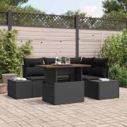vidaXL Trädgårdsoffset med lagring 5 pcs Svart Poly rattan