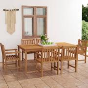 vidaXL 7-delad trädgårdsmatgrupp 200x100 cm massiv teak
