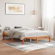 vidaXL Sängram utan madrass vaxbrun 140x200 cm massiv furu