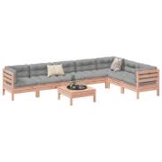 vidaXL Soffgrupp för trädgården med dynor 8 delar massiv douglasgran