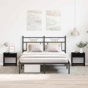 vidaXL Sängbord 2 st svart ek 40x30x40 cm konstruerat trä