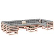 vidaXL Soffgrupp för trädgården 11 delar massiv douglasgran