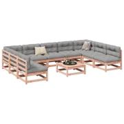 vidaXL Soffgrupp för trädgården 10 delar massiv douglasgran