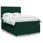 vidaXL Ramsäng med madrass mörkgrön 140x200 cm sammet
