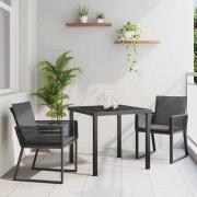 vidaXL Trädgårdsmöbelset 3 pcs Svart Pulverlackerat stål