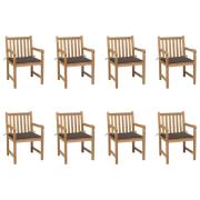 vidaXL Trädgårdsstolar 8 st med taupe dynor massiv teak