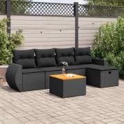 vidaXL Loungegrupp med dynor 6 delar svart konstrotting