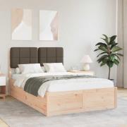 vidaXL Sängram med Klädd Huvudgavel Taupe 120 x 200 cm Massiv furu