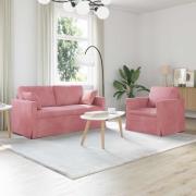 vidaXL Soffa 2 pcs Rosa 158 x 78 x 80 cm Sammet