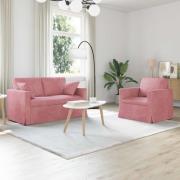 vidaXL Soffset 2 pcs Rosa 138 x 78 x 80 cm Sammet