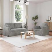 vidaXL Soffset 2 pcs Ljusgrå 158 x 78 x 80 cm Sammet