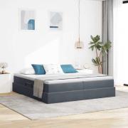vidaXL Förvaringssäng med madrass Mörkgrå 200 x 200 cm Sammet