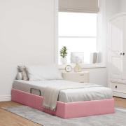 vidaXL Förvaringssäng med huvudgavel Rosa 90 x 200 cm Sammet