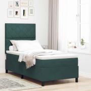 vidaXL Bäddfjäder med madrass Mörkgrön 90 x 190 cm Sammet