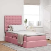vidaXL Förvaringssäng med madrass med madrass Rosa 90 x 190 cm Sammet