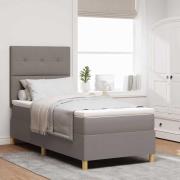 vidaXL Bäddfjäder med madrass med huvudgavel Taupe 80 x 200 cm tyg
