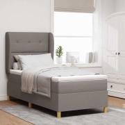 vidaXL Bäddfjäder med madrass med huvudgavel Taupe 200 x 80 cm tyg