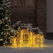 vidaXL Presentlåda med 60 LED-lampor 3 pcs Varmvit 20 x 20 x 20 cm PET