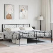 vidaXL Sängram utan madrass med fotgavel metall svart 180x200 cm