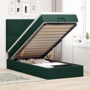 vidaXL Ottoman sängram med madrasser mörkgrön 90x190 cm sammet