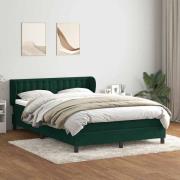 vidaXL Ramsäng med madrass mörkgrön 160x220 cm sammet