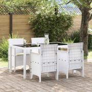 vidaXL Trädgård Stol med kudde 4 pcs Vit 53 x 49 x 85 cm Polypropylen